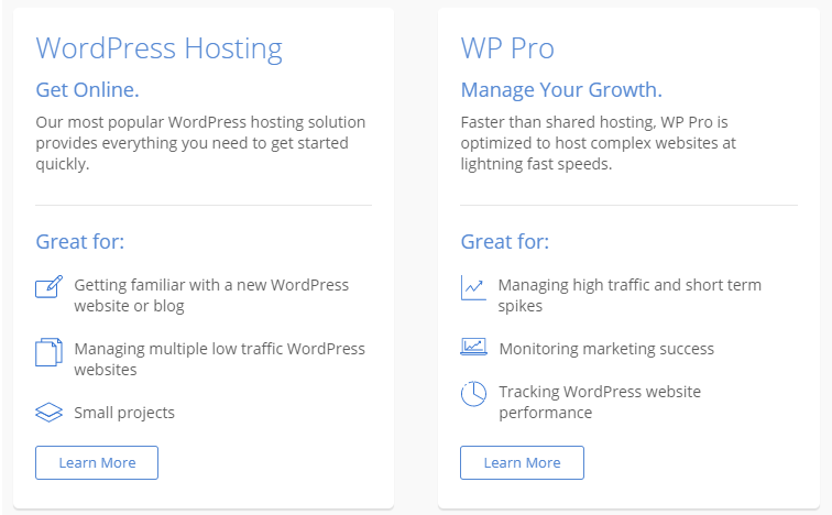 Blue Host WordPress Hosting Plans